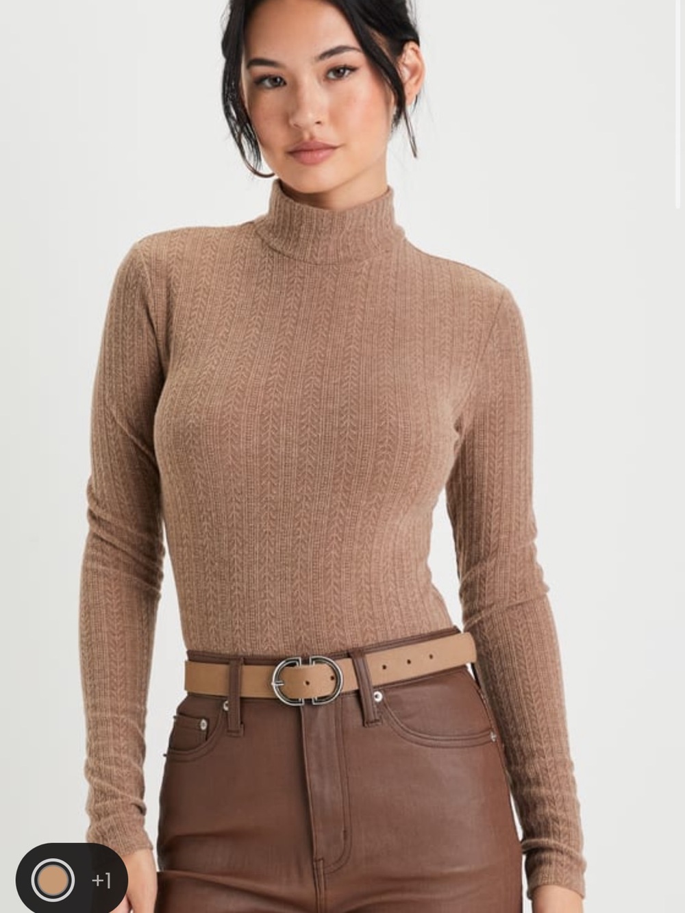 Lulus Darling Inclination Brown Pointelle Long Sleeve Bodysuit - Size L - Picture 2 of 9